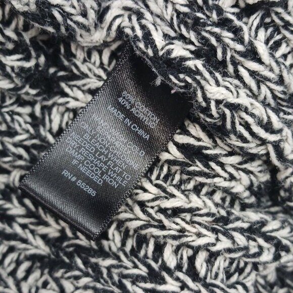 Express Cardigan Sweater Womens Size M Black White Open Front Knit Cocoon - Picture 7 of 7